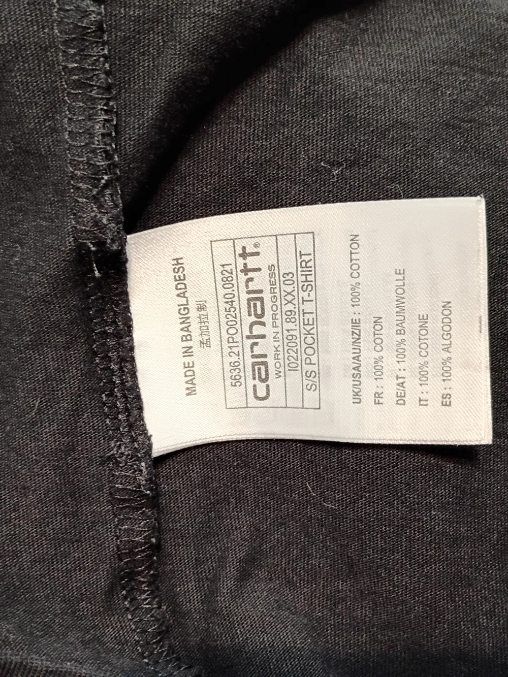 Carhartt Men’s Black Pocket T-Shirt Large - Picture 5 of 5